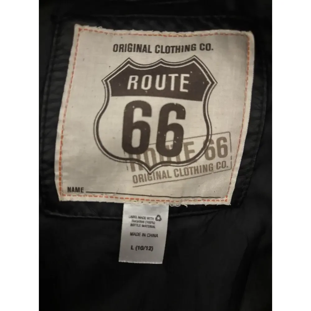 Route 66 Black Jacket With Hood Size 10/12 With 8 Pockets Boys Jacket